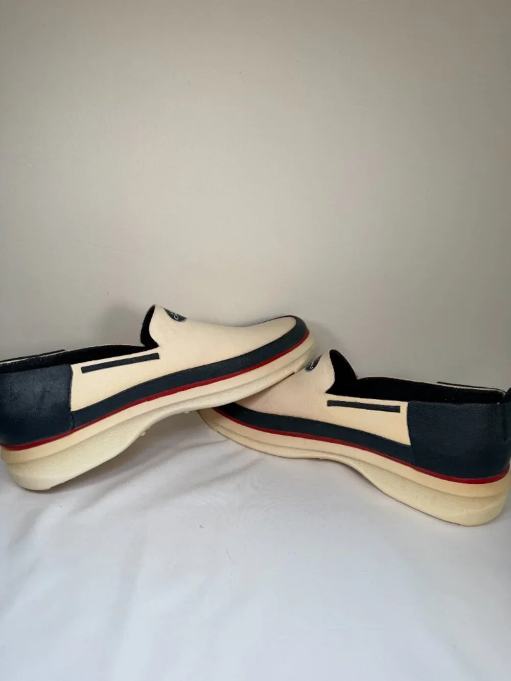 Vintage LE CHAMEAU Beige Rubber Boat Deck Shoes Womens 39 US 8-8.5
